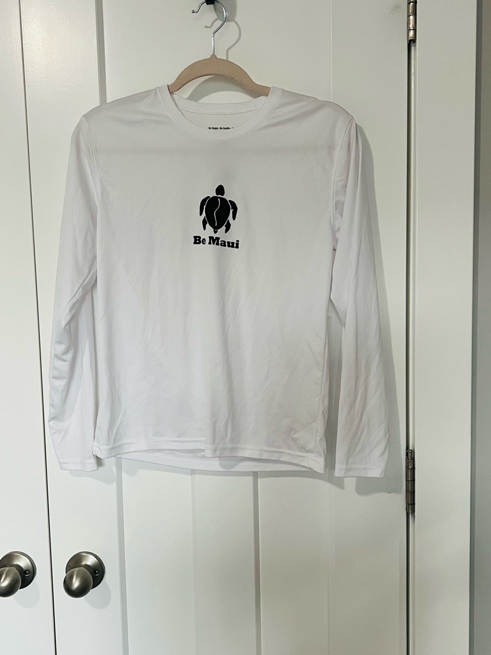 Be Maui White Long Sleeve Tee with Turtle Graphic